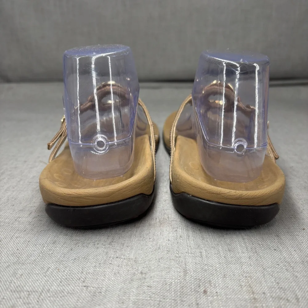 Vionic Karina Thong Sandals Gold Metallic Ring‎ Flip Flops Slides Women's 9 WIDE